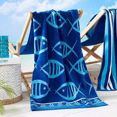 Madelinen® 2-pack Nautical Jacquard Beach Towels