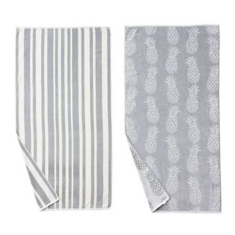 Madelinen® 2-pack Nautical Jacquard Beach Towels