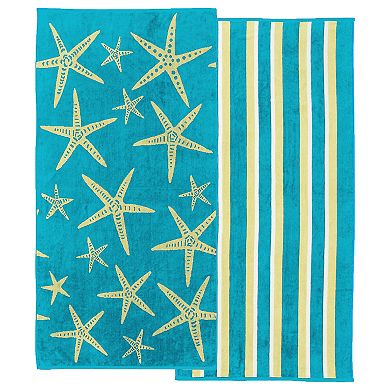 Madelinen® 2-pack Nautical Jacquard Starfish Beach Towels