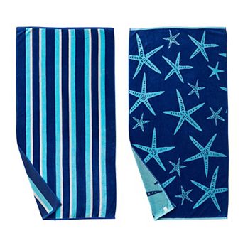 Madelinen® 2-pack Nautical Jacquard Starfish Beach Towels