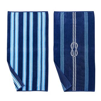 Madelinen® 2-pack Nautical Jacquard Beach Towels