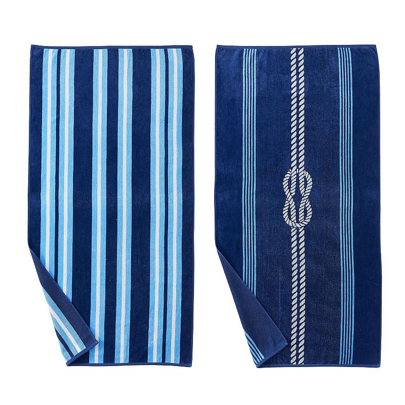 Great Bay Home 2-pack Nautical Jacquard Beach Towels, Multicolor, BEACHTOWE