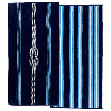 Madelinen® 2-pack Nautical Jacquard Beach Towels