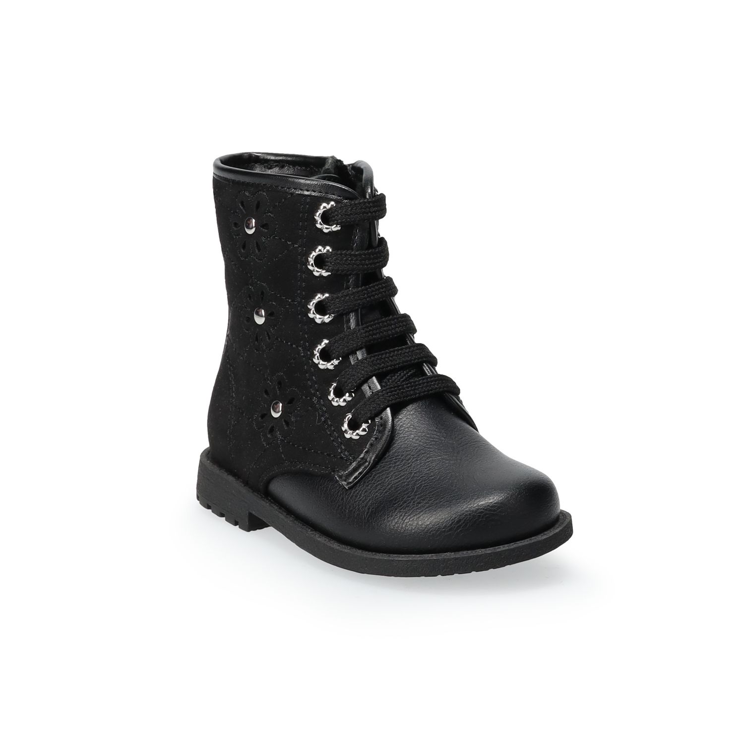 little girls black combat boots