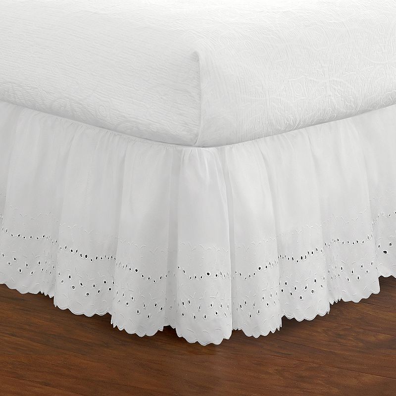 Fresh Ideas Ruffled Eyelet 18 Bed Skirt, White, Full