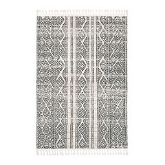 INK+IVY Arbor Stripe Tassel Cotton Tufted Rug - Black/Neutral