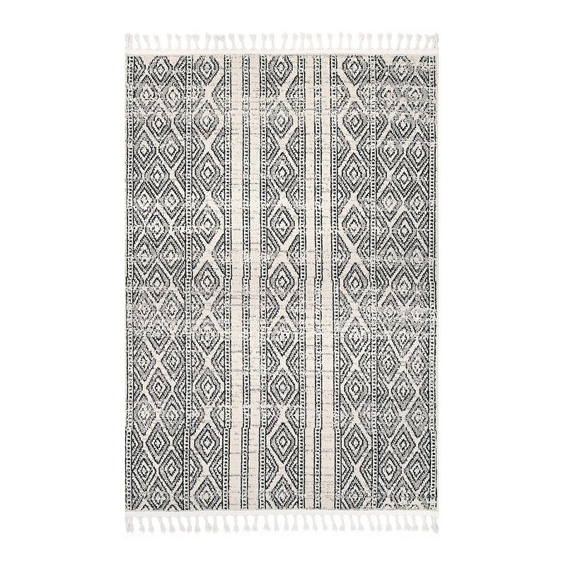 nuLOOM Chenoa Striped Tribal Tassel Area Rug, Beig/Green, 5X8 Ft