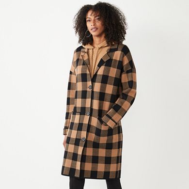 Women's Nine West Plaid Sweater Coatigan