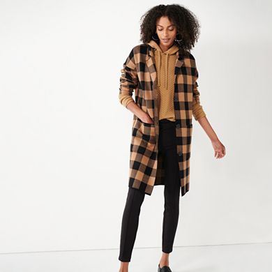 Women's Nine West Plaid Sweater Coatigan