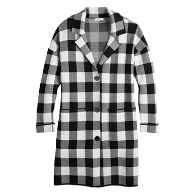 Women's Nine West Plaid Sweater Coatigan