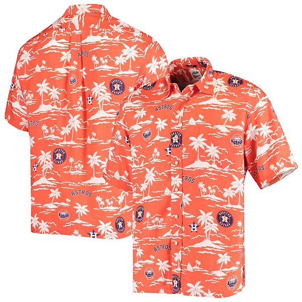 Men's Reyn Spooner Orange/Navy Houston Astros Vintage Short Sleeve  Button-Up Shirt