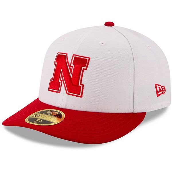 Men S New Era White Scarlet Nebraska Cornhuskers Basic Low Profile 59fifty Fitted Hat