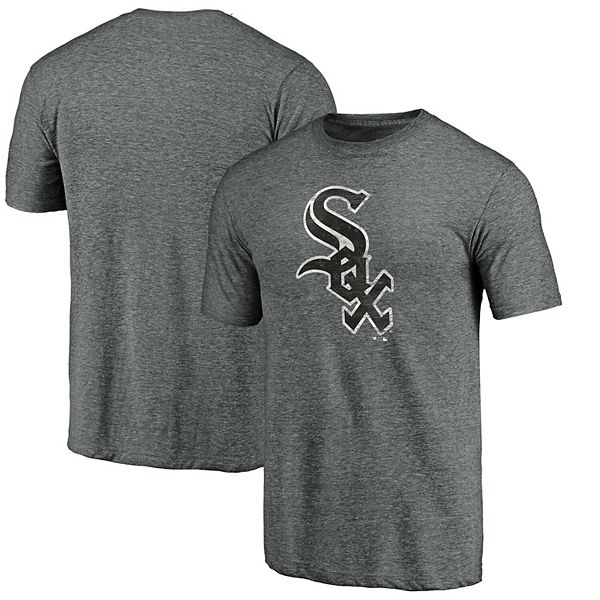 Chicago White Sox Weathered Official Logo Tri-Blend Heather Charcoal Men's  T-Shirt