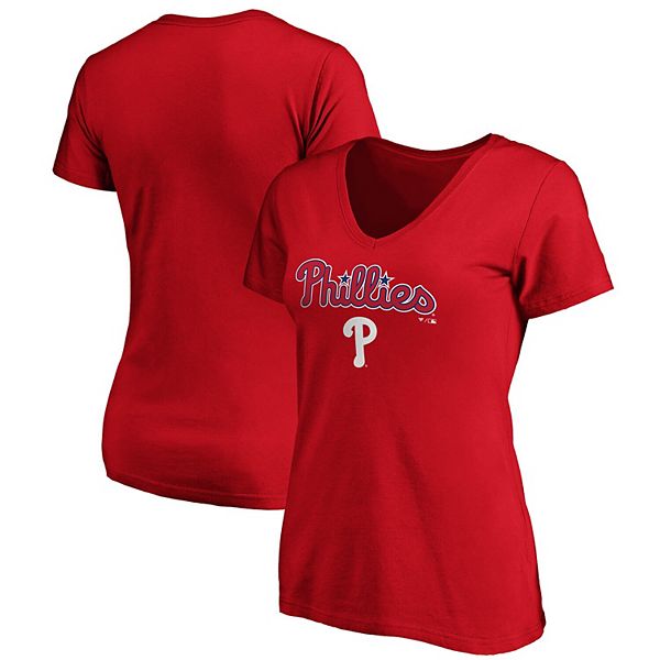 Women's Fanatics Branded Red Philadelphia Phillies Team Lockup T-Shirt