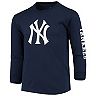 Youth Soft as a Grape Navy New York Yankees Logo Sleeve Hit Long Sleeve T-Shirt
