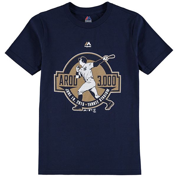 Youth Majestic Alex Rodriguez Navy New York Yankees 3,000 Hits T-Shirt