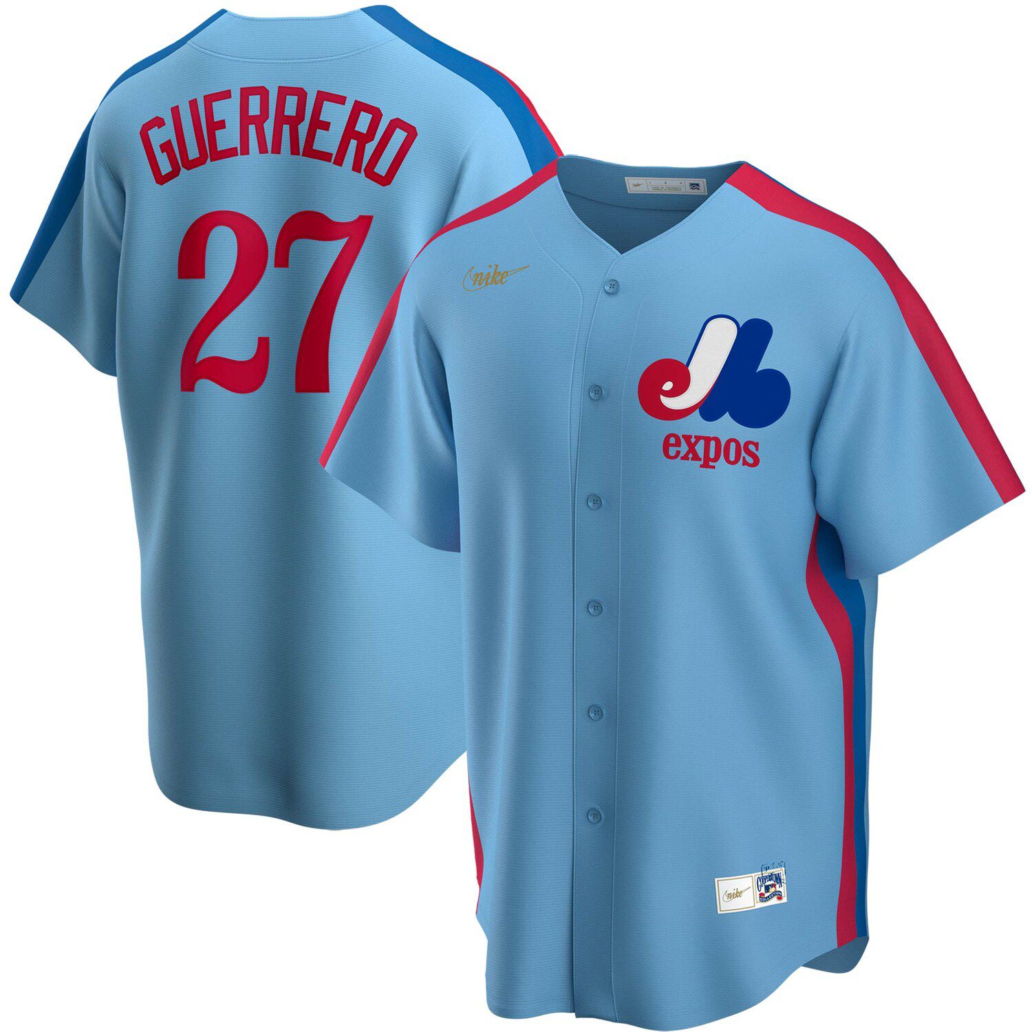 Men's Montreal Expos Vladimir Guerrero Nike Powder Blue Road Cooperstown  Collection Player Jersey