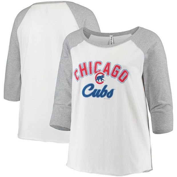 Women's Soft as a Grape White/Heathered Gray Chicago Cubs Plus