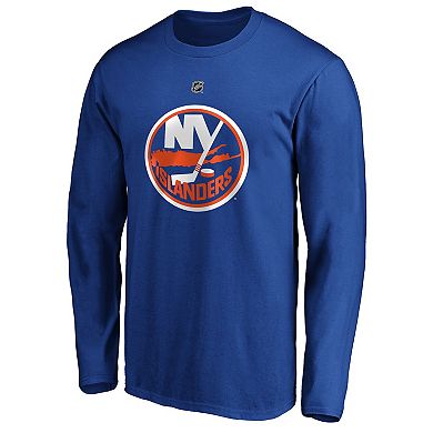 Men's Fanatics Branded Mathew Barzal Royal New York Islanders Authentic Stack Name & Number Long Sleeve T-Shirt