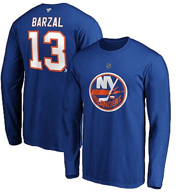 Men's Fanatics Branded Mathew Barzal Royal New York Islanders Authentic Stack Name & Number Long Sleeve T-Shirt