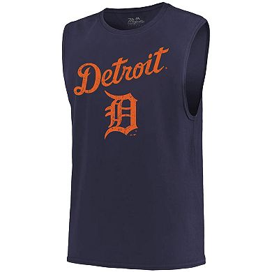 Men's Majestic Threads Navy Detroit Tigers Softhand Muscle Tank Top