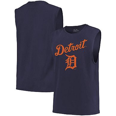Men's Majestic Threads Navy Detroit Tigers Softhand Muscle Tank Top
