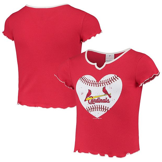 Girls Youth Justice Red/White St. Louis Cardinals Tri-Blend Heart