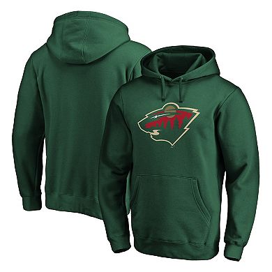 Men's Fanatics Branded Green Minnesota Wild Primary Team Logo Fleece Pullover Hoodie