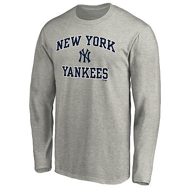 Men's Fanatics Branded Heathered Gray New York Yankees Heart & Soul Long Sleeve T-Shirt