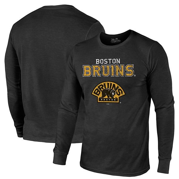 Men's Majestic Threads Black Boston Bruins Wordmark Over Secondary Tri ...
