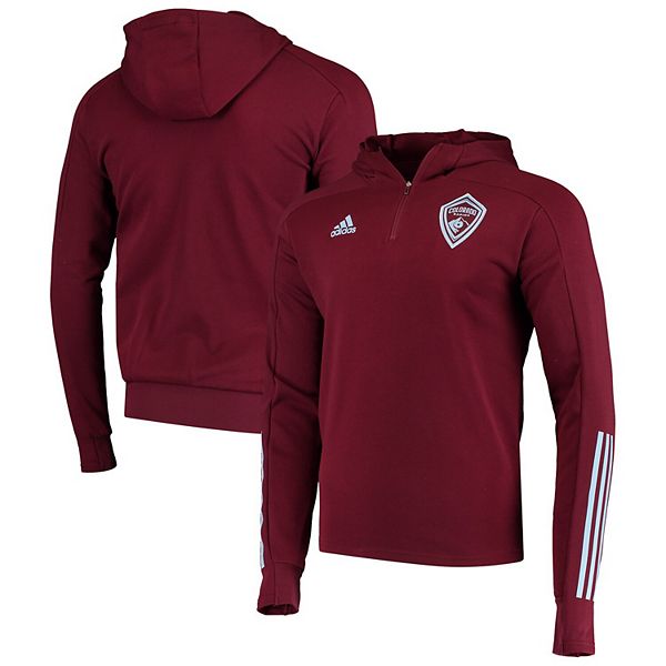 Men's adidas Burgundy Colorado Rapids 2020 Travel QuarterZip Hoodie Jacket