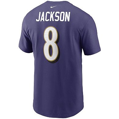 Men's Nike Lamar Jackson Purple Baltimore Ravens Name & Number T-Shirt