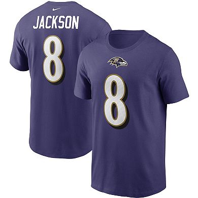 Men's Nike Lamar Jackson Purple Baltimore Ravens Name & Number T-Shirt