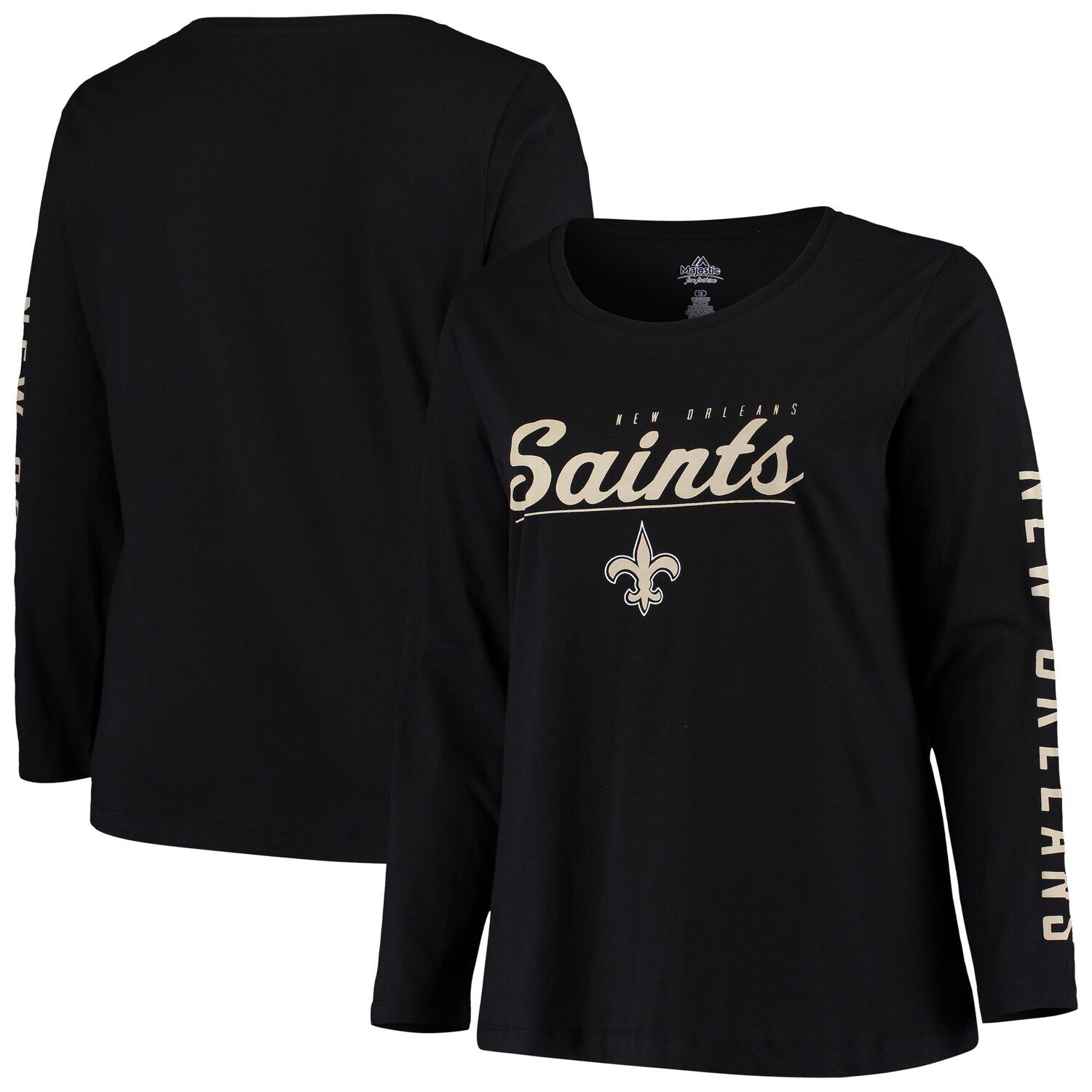 Men's Nike Gold/Black New Orleans Saints Throwback Raglan Long Sleeve T-Shirt Size: Small