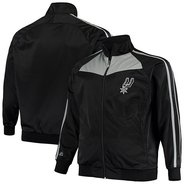 Men's Black/Silver San Antonio Spurs Big & Tall Showtime Tricot Full-Zip  Track Jacket