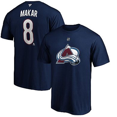 Men's Fanatics Branded Cale Makar Navy Colorado Avalanche Authentic Stack Name & Number Team T-Shirt