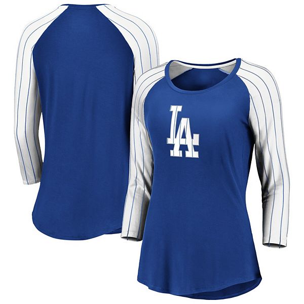 Women's Fanatics Branded Royal/White Los Angeles Dodgers Plus Size Iconic  Raglan Long Sleeve T-Shirt