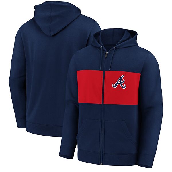 Men's Fanatics Branded Navy Atlanta Braves Team Twill Full-Zip Hoodie Jacket
