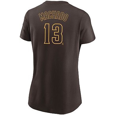 Women's Nike Manny Machado Brown San Diego Padres Name & Number T-Shirt