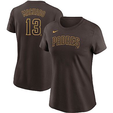 Women's Nike Manny Machado Brown San Diego Padres Name & Number T-Shirt