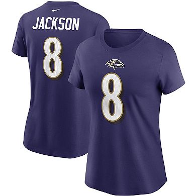 Women's Nike Lamar Jackson Purple Baltimore Ravens Name & Number T-Shirt