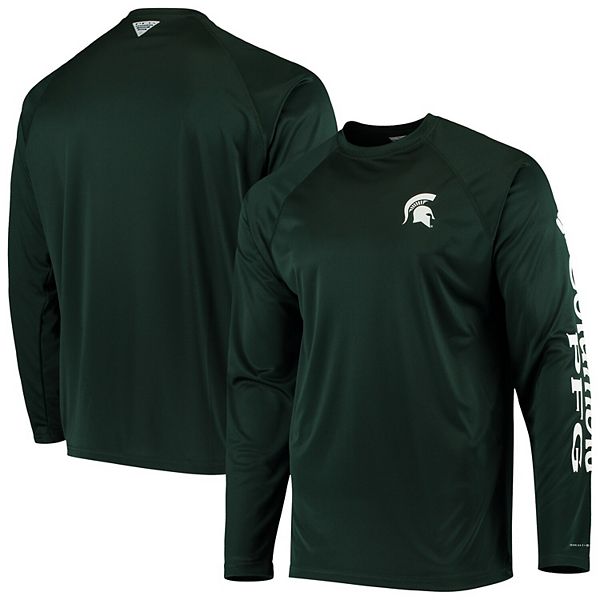 Men's Columbia PFG Green Michigan State Spartans Terminal Tackle Omni-Shade  Long Sleeve T-Shirt