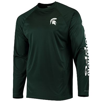 Men's Columbia PFG Green Michigan State Spartans Terminal Tackle Omni-Shade Long Sleeve T-Shirt