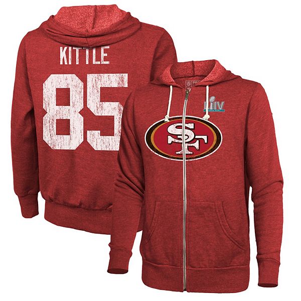Men's NFL Pro Line by Fanatics Branded George Kittle Scarlet San Francisco  49ers Super Bowl LIV Bound Player Name & Number Full-Zip Hoodie
