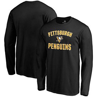 Men's Fanatics Branded Black Pittsburgh Penguins Team Victory Arch Long Sleeve T-Shirt