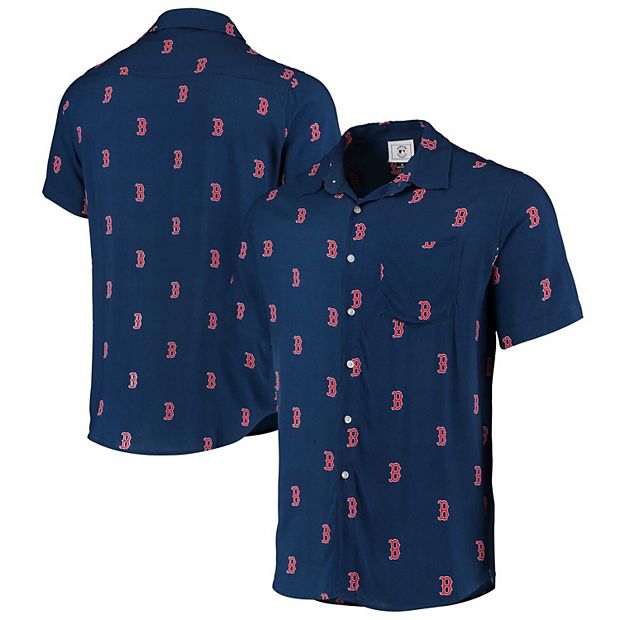 Men's Navy Boston Red Sox Mini Print Logo Button-Up Shirt