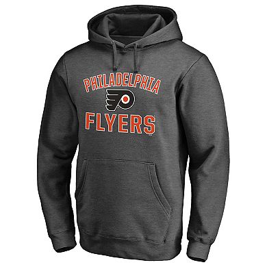 Men's Fanatics Branded Heathered Charcoal Philadelphia Flyers Team Victory Arch Pullover Hoodie