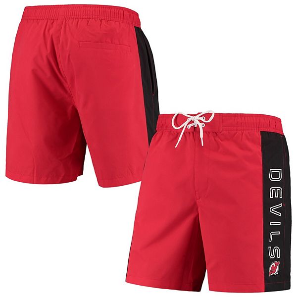 Mens G Iii Sports By Carl Banks Redblack New Jersey Devils Outfield Volley Swim Trunk 