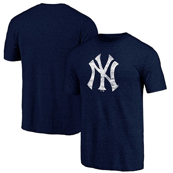 Men's Fanatics Branded Heathered Gray New York Yankees Weathered Official Logo Tri-Blend T-Shirt