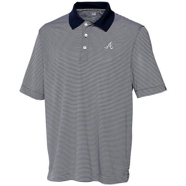 Men's Cutter & Buck Navy Atlanta Braves Trevor Stripe DryTec Polo